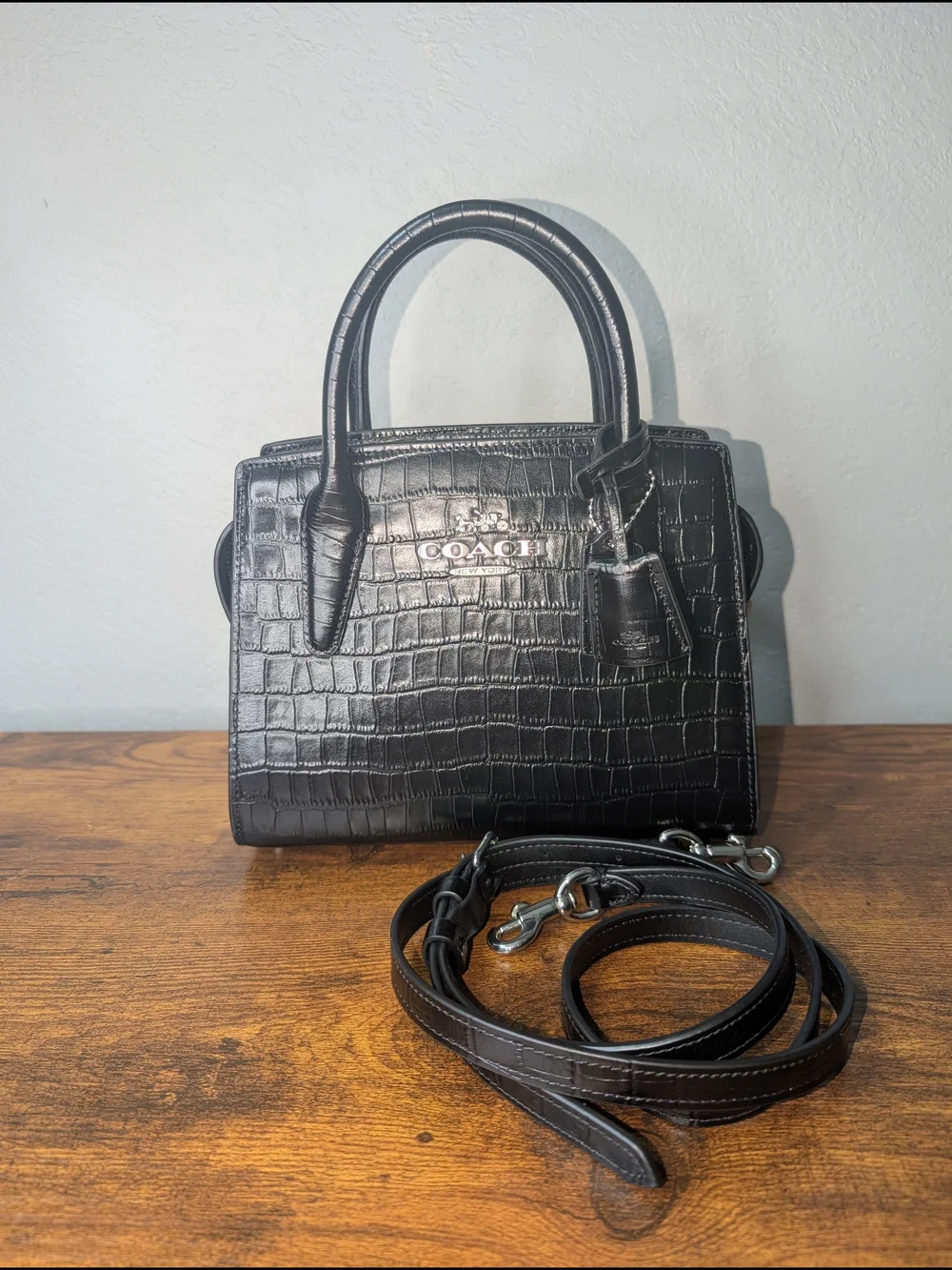 NWOT Coach Andrea Mini Croc-embossed Bag